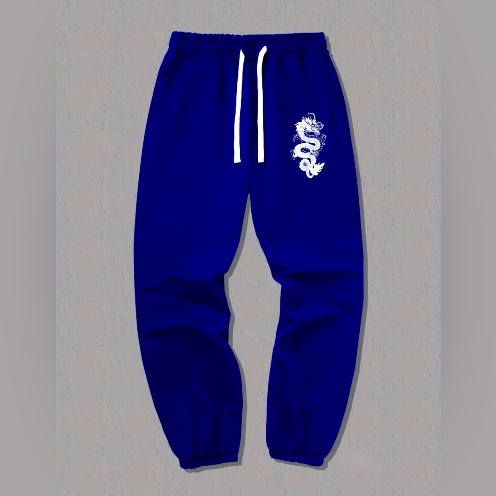 Dragon Print Drawstring Sweatpants
